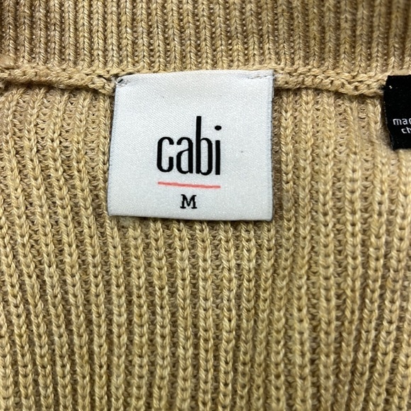 CABI Minimalist/Career Long Line V-Neck Long SLV Tan Cardigan Cotton Sweater M - Picture 4 of 16